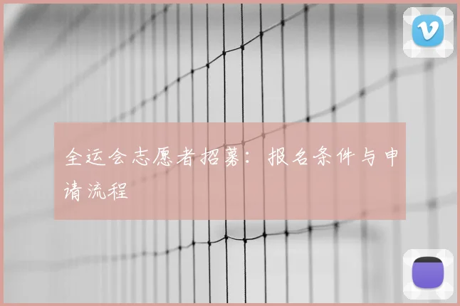 全运会志愿者招募：报名条件与申请流程